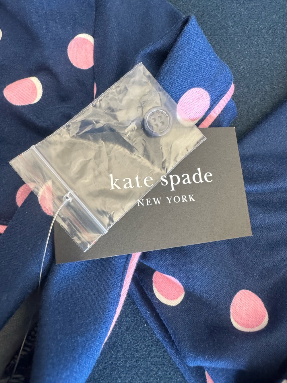 kate spade ♠️ Navy Pajama Top with Pink and Cream Polka Dots, cute comfy &cool! - Picture 7 of 14